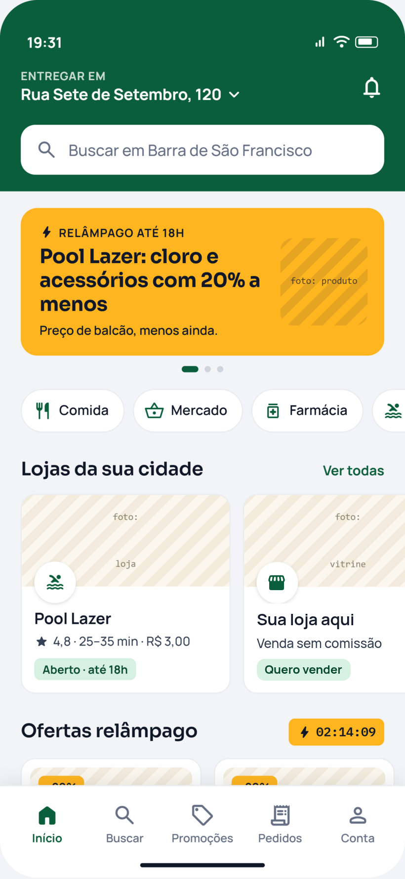Tela inicial do app PedeKa
